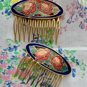 Vintage Cloisonné Hair Combs